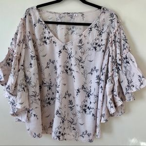 Soft pink floral boho top
